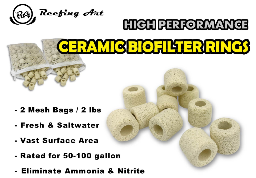 Ceramic Bio Filter Media Rings - Aquarium Sump & Canister Filter Media For Freshwater & Saltwater Tanks (Choose 1/2/4/8/32 Lbs)